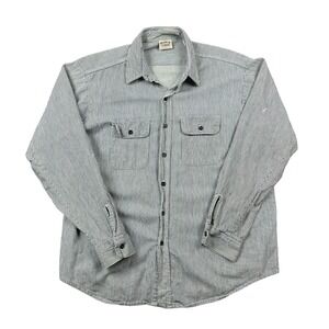 Five Brother Hickory Shirt Men XL Button Long Sleeve Pockets Workwear Striped